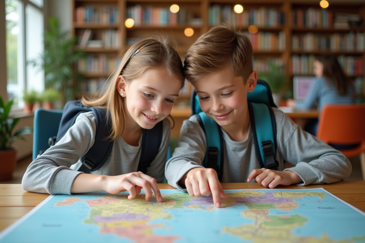 Adolescents planifiant leurs vacances autour d