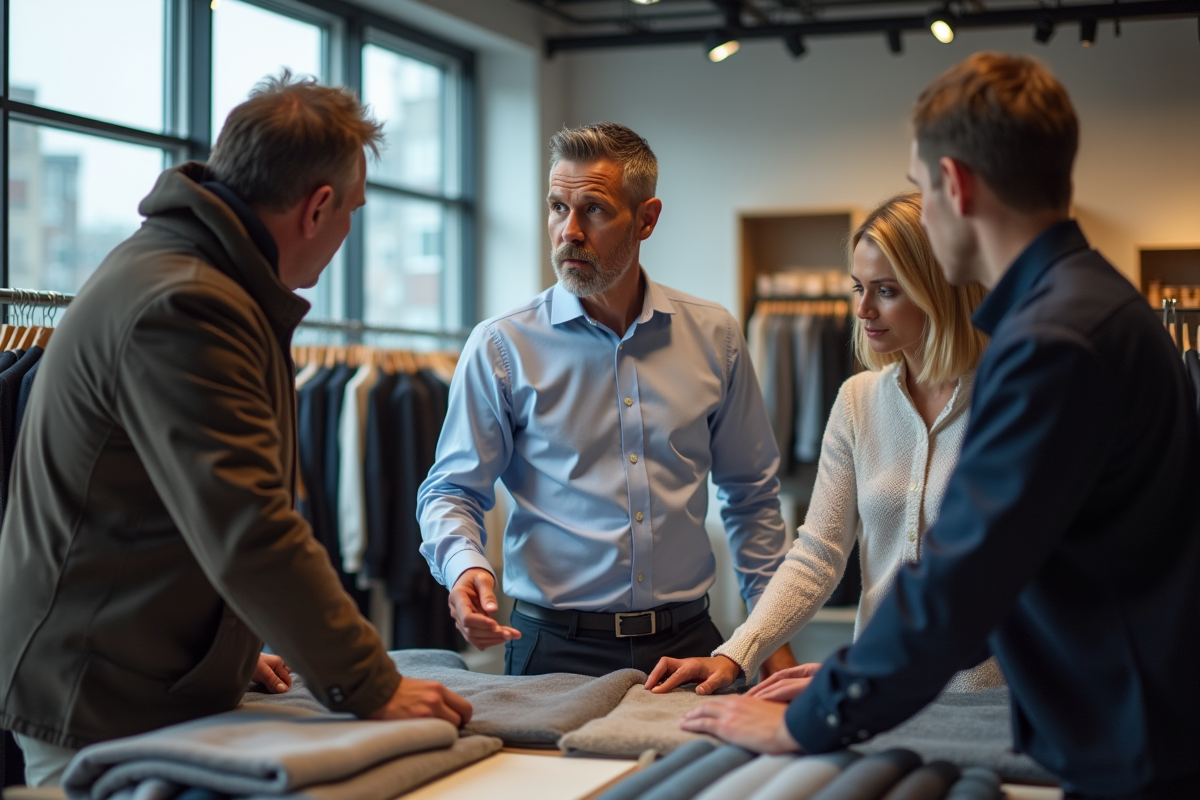 Homme spécialiste de la mode discute avec l