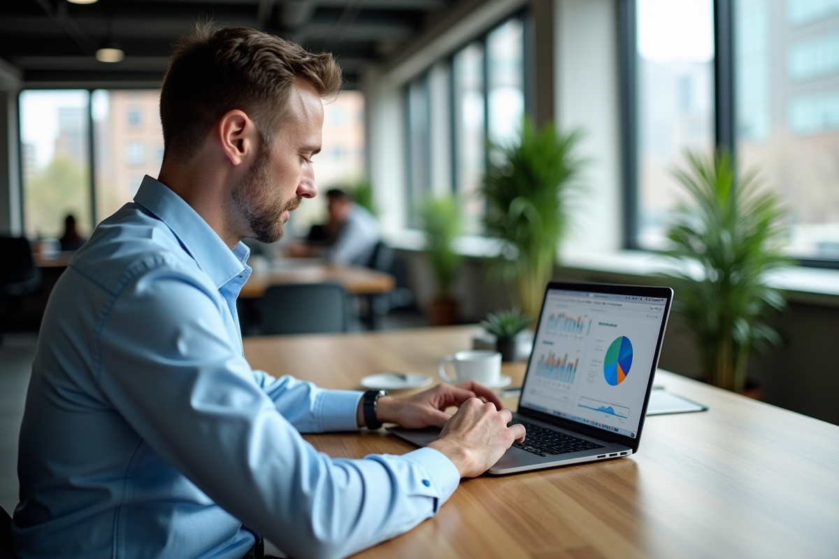 Homme d affaires regardant des graphiques d investissement médical