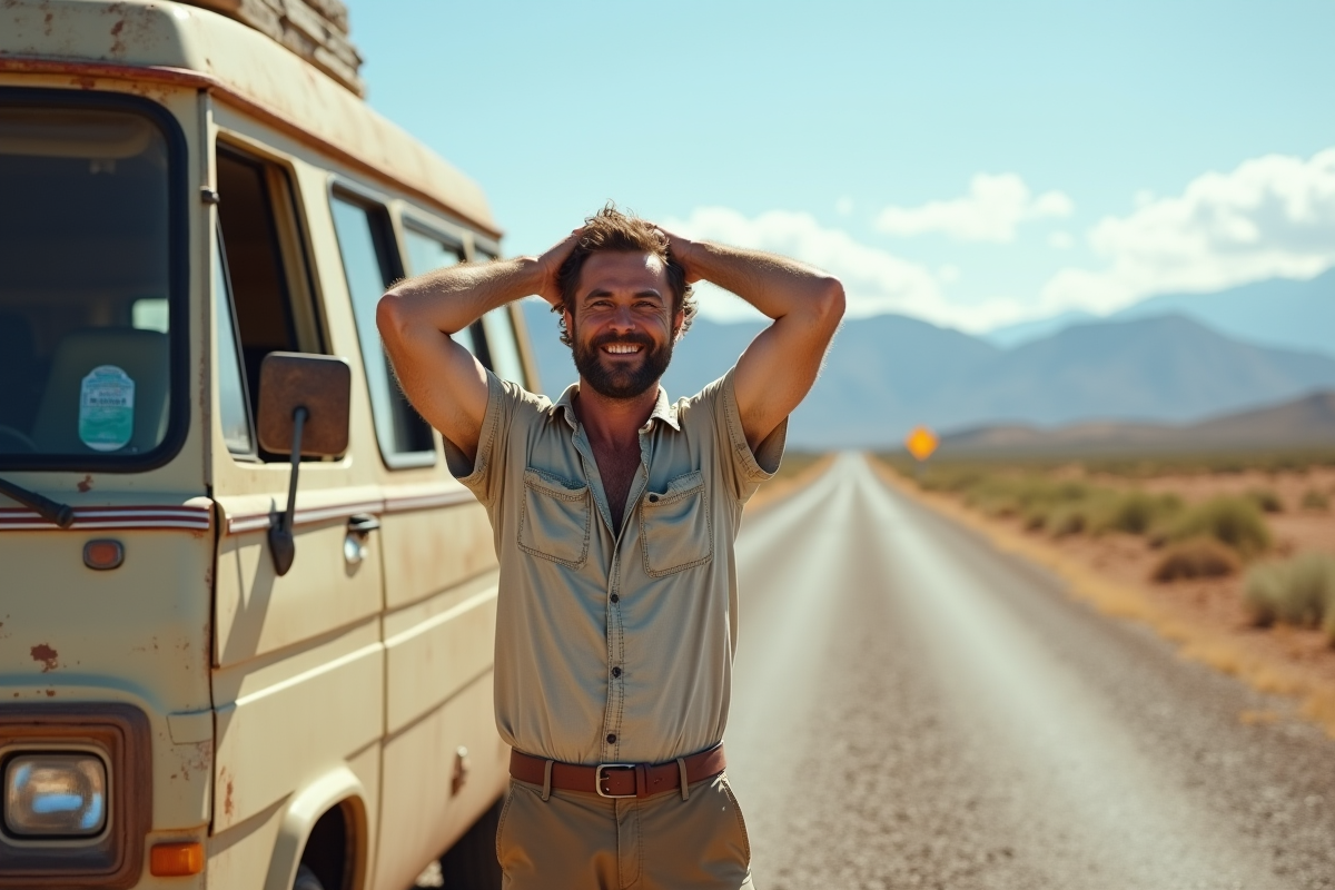 Homme en randonnée près d