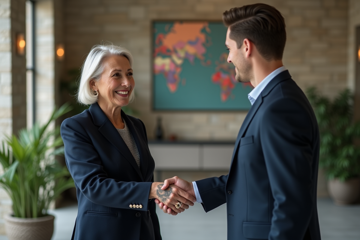 Femme dirigeante serrant la main d